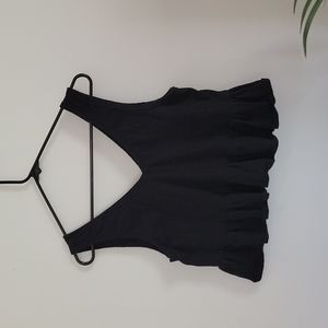 Wild Fable Black Peplum V-Neck Tank Top